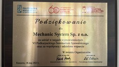 Podziękowanie za uczestnictwo w VI Podkarpackim Seminarium Spawalniczym